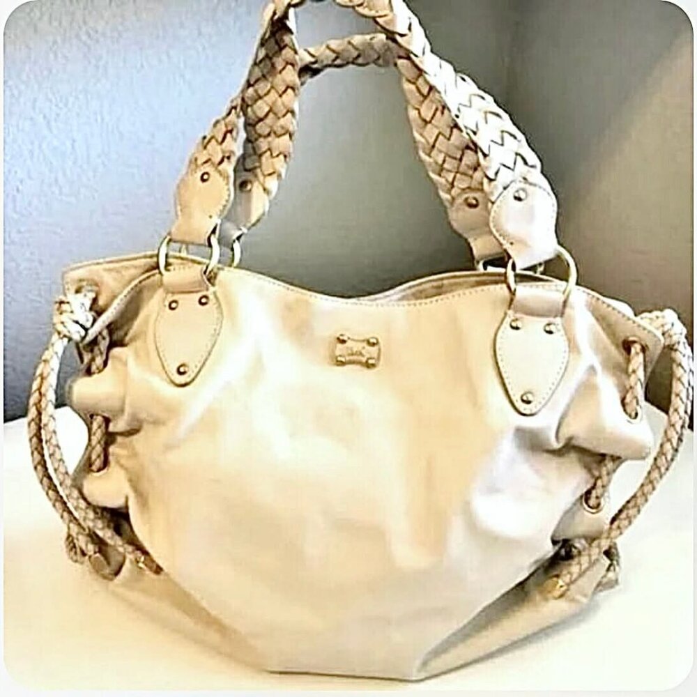 MICHAEL KORS Boho Leather Hobo Bag Braided Straps Cinched Sides MSRP $458